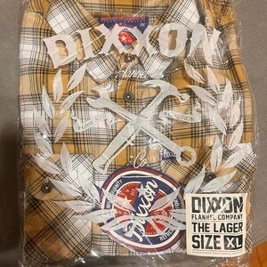 DIXXON Men's Mustard and White Plaid Flannel Shirt
